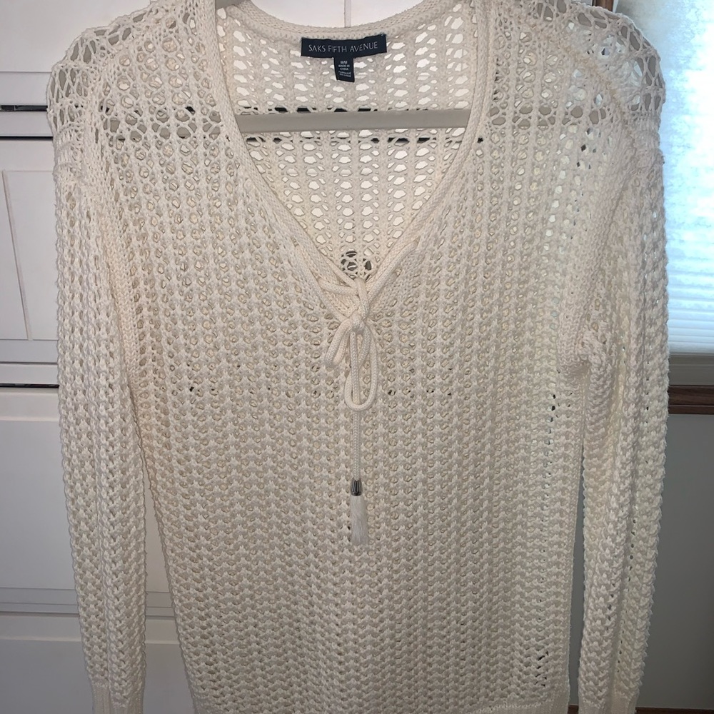 Saks Fifth Avenue White Knit Sweater